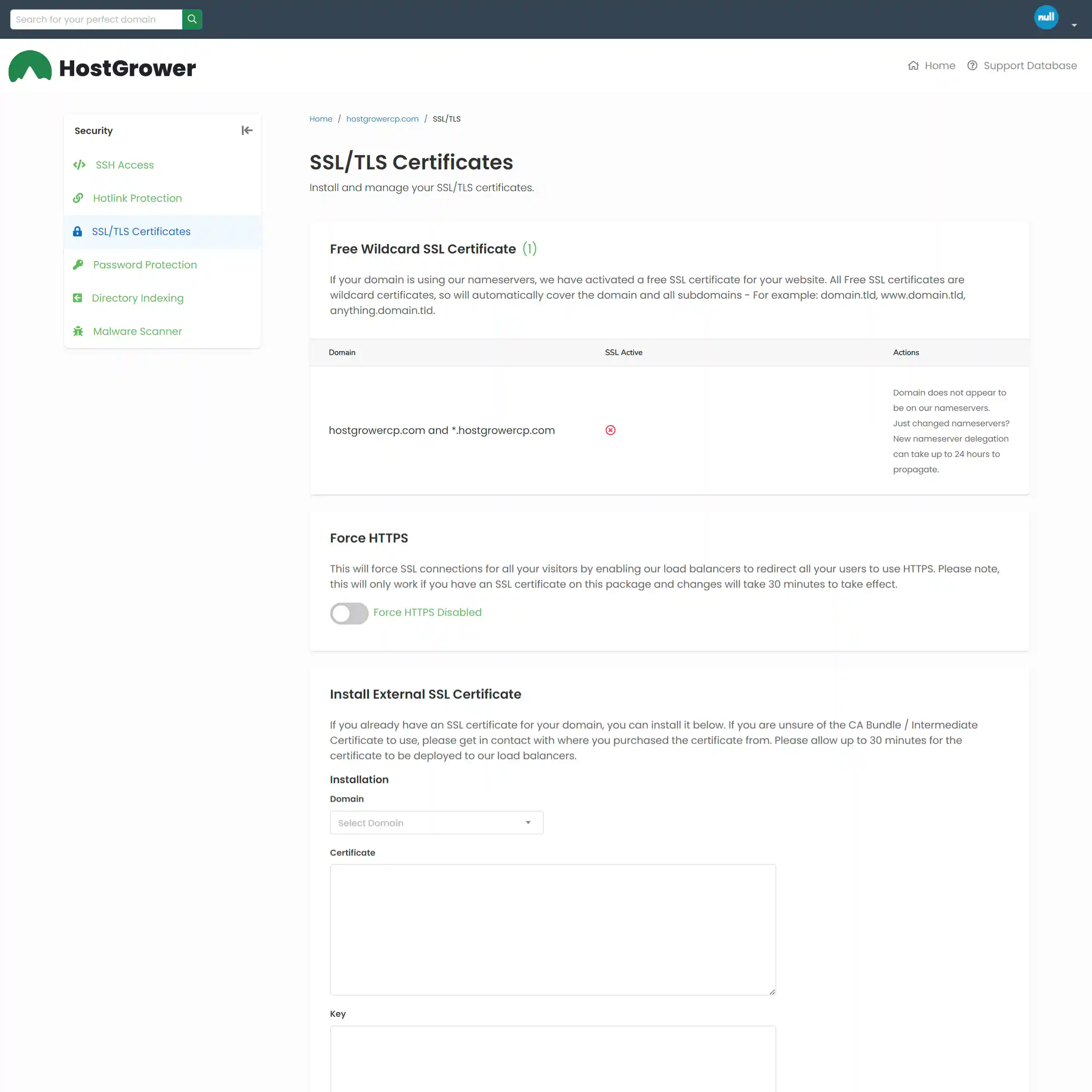 Activate your free wilcard SSL Certificate
